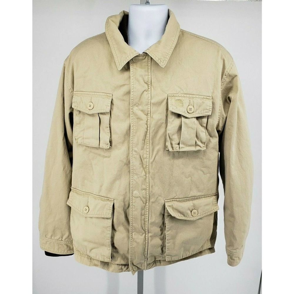 Timberland Tan Khaki Stratham Field Utility Jacket Coat Size Large Insulated